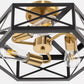 15 in. 3-Light Black Gold Flush Mount Modern Ceiling Light, Hallway Light Fixtures Ceiling Mount