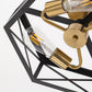 15 in. 3-Light Black Gold Flush Mount Modern Ceiling Light, Hallway Light Fixtures Ceiling Mount