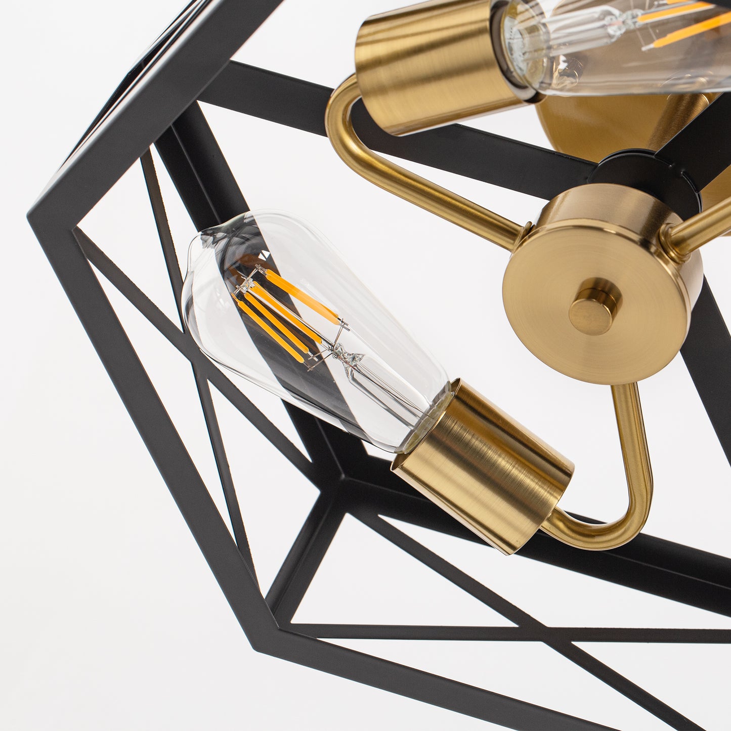 15 in. 3-Light Black Gold Flush Mount Modern Ceiling Light, Hallway Light Fixtures Ceiling Mount