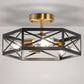 15 in. 3-Light Black Gold Flush Mount Modern Ceiling Light, Hallway Light Fixtures Ceiling Mount