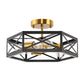 15 in. 3-Light Black Gold Flush Mount Modern Ceiling Light, Hallway Light Fixtures Ceiling Mount