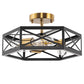 15 in. 3-Light Black Gold Flush Mount Modern Ceiling Light, Hallway Light Fixtures Ceiling Mount