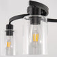 11.8 in. 3-Light Semi-Flush Mount Ceiling Light, Matte Black Bedroom Light Fixtures with Clear Glass Shades