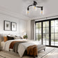 11.8 in. 3-Light Semi-Flush Mount Ceiling Light, Matte Black Bedroom Light Fixtures with Clear Glass Shades
