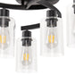 20.5 in. Black Semi-Flush Mount, 6-Light Industrial Ceiling Light, Hallway Light Fixtures with Clear Glass Shades