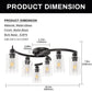 20.5 in. Black Semi-Flush Mount, 6-Light Industrial Ceiling Light, Hallway Light Fixtures with Clear Glass Shades