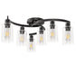 20.5 in. Black Semi-Flush Mount, 6-Light Industrial Ceiling Light, Hallway Light Fixtures with Clear Glass Shades