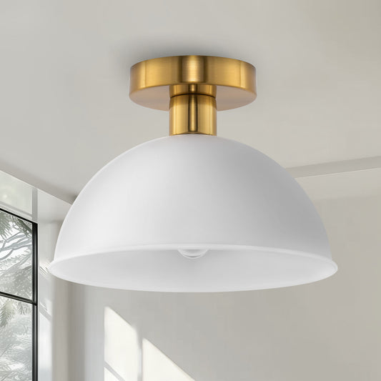 10 in. 1-Light White Semi-Flush Mount for Foyer, Kitchen, E26 Base, No Bulbs Included (2-Pack)