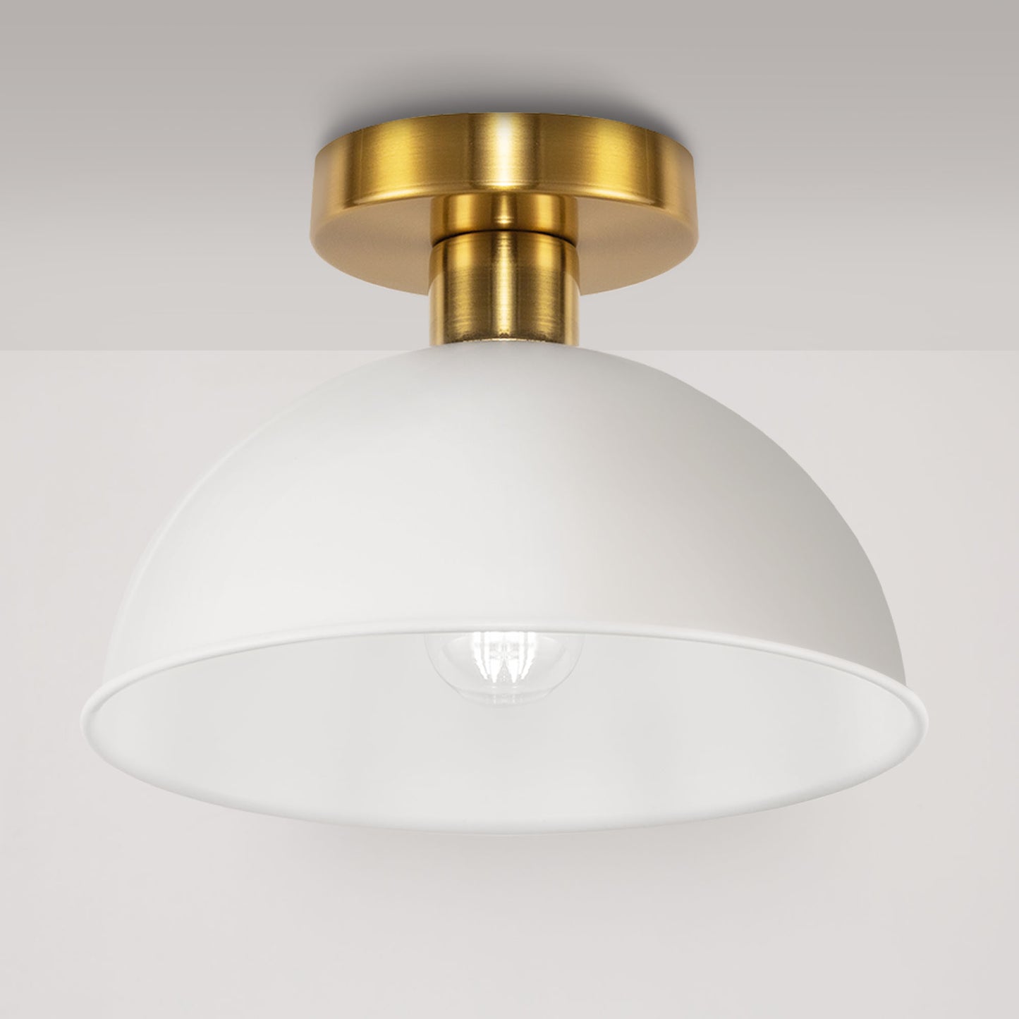 10 in. 1-Light White Semi-Flush Mount for Foyer, Kitchen, E26 Base, No Bulbs Included (2-Pack)