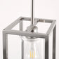 1-Light Brushed Nickel Kitchen Island Pendant Light with Down Rod Hanging Light Fixture with Clear Glass Shade