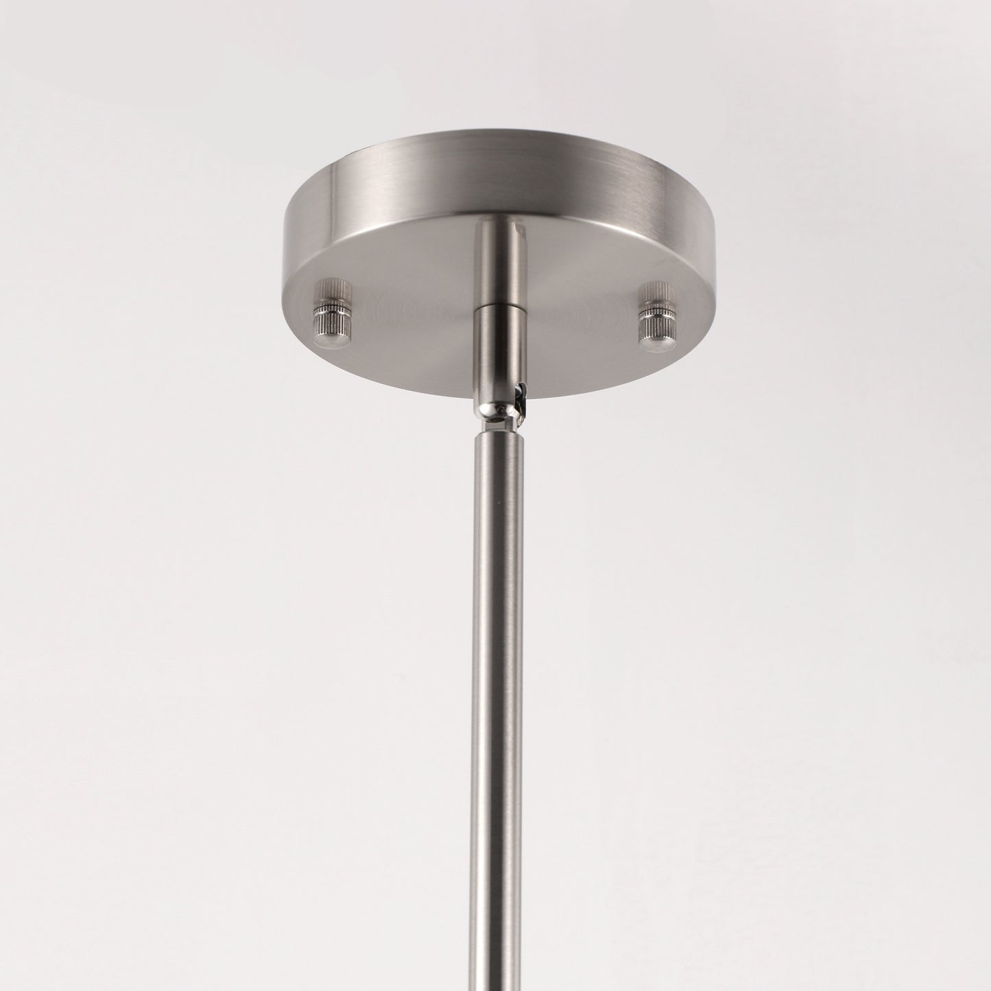 1-Light Brushed Nickel Kitchen Island Pendant Light with Down Rod Hanging Light Fixture with Clear Glass Shade