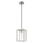 1-Light Brushed Nickel Kitchen Island Pendant Light with Down Rod Hanging Light Fixture with Clear Glass Shade