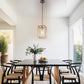 1-Light Brushed Nickel Kitchen Island Pendant Light with Down Rod Hanging Light Fixture with Clear Glass Shade