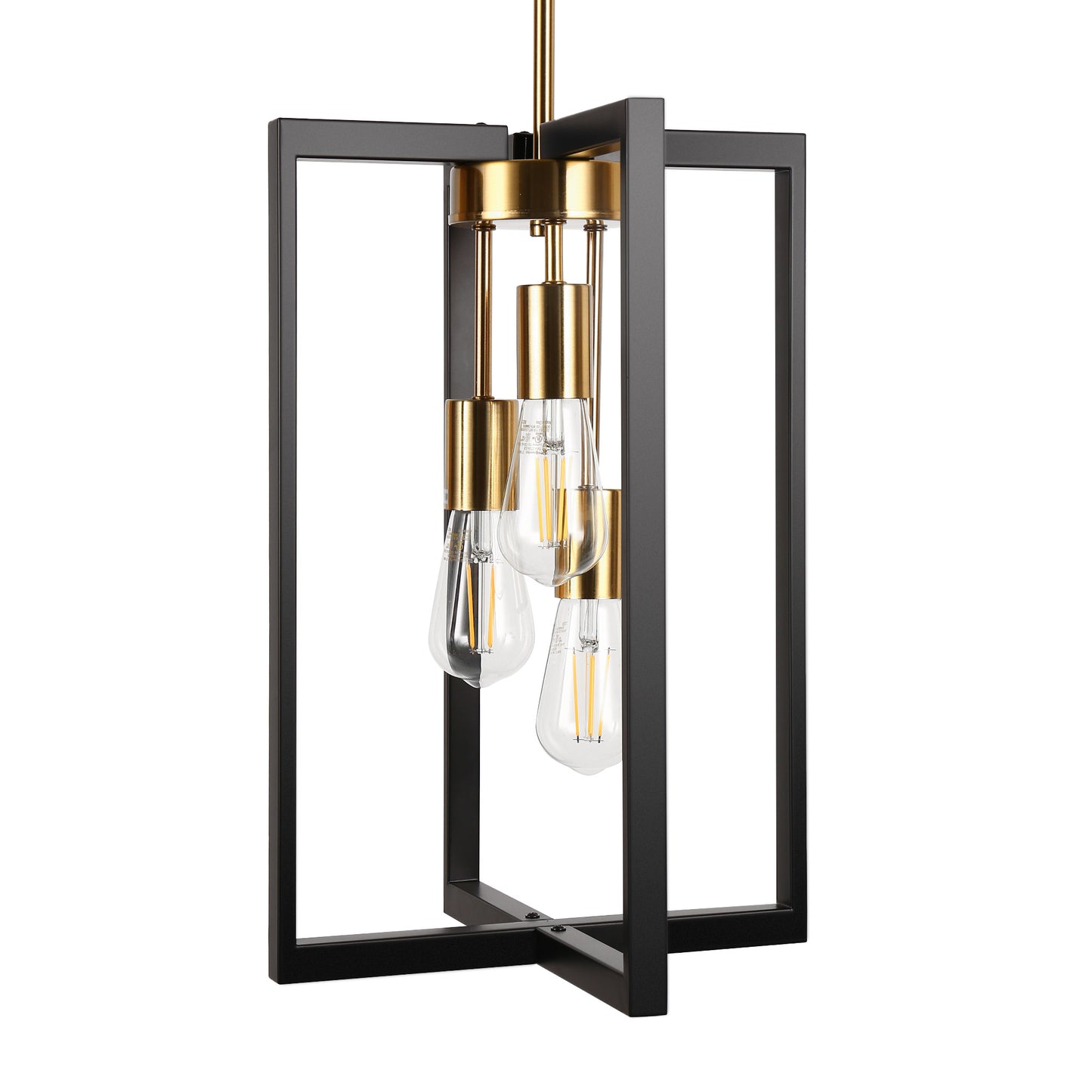 3-Light Modern Rectangle Black and Gold Pendant Kitchen Island Pendant Light