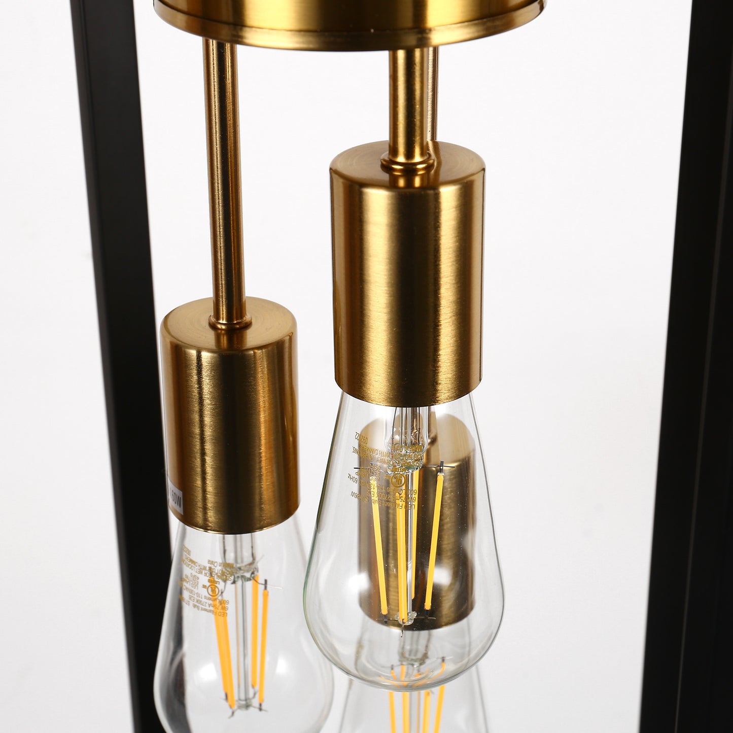 3-Light Modern Rectangle Black and Gold Pendant Kitchen Island Pendant Light