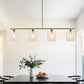 46 in. 4-Light Gold Modern Island Pendant Light, Linear Chandelier Hanging Light w/ Clear Glass Shade for Kitchen Island