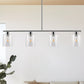 4-Light Brushed Nickel Modern Island Pendant Light Fixtures, Linear Chandelier Hanging Light with Clear Glass Shade
