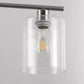 4-Light Brushed Nickel Modern Island Pendant Light Fixtures, Linear Chandelier Hanging Light with Clear Glass Shade