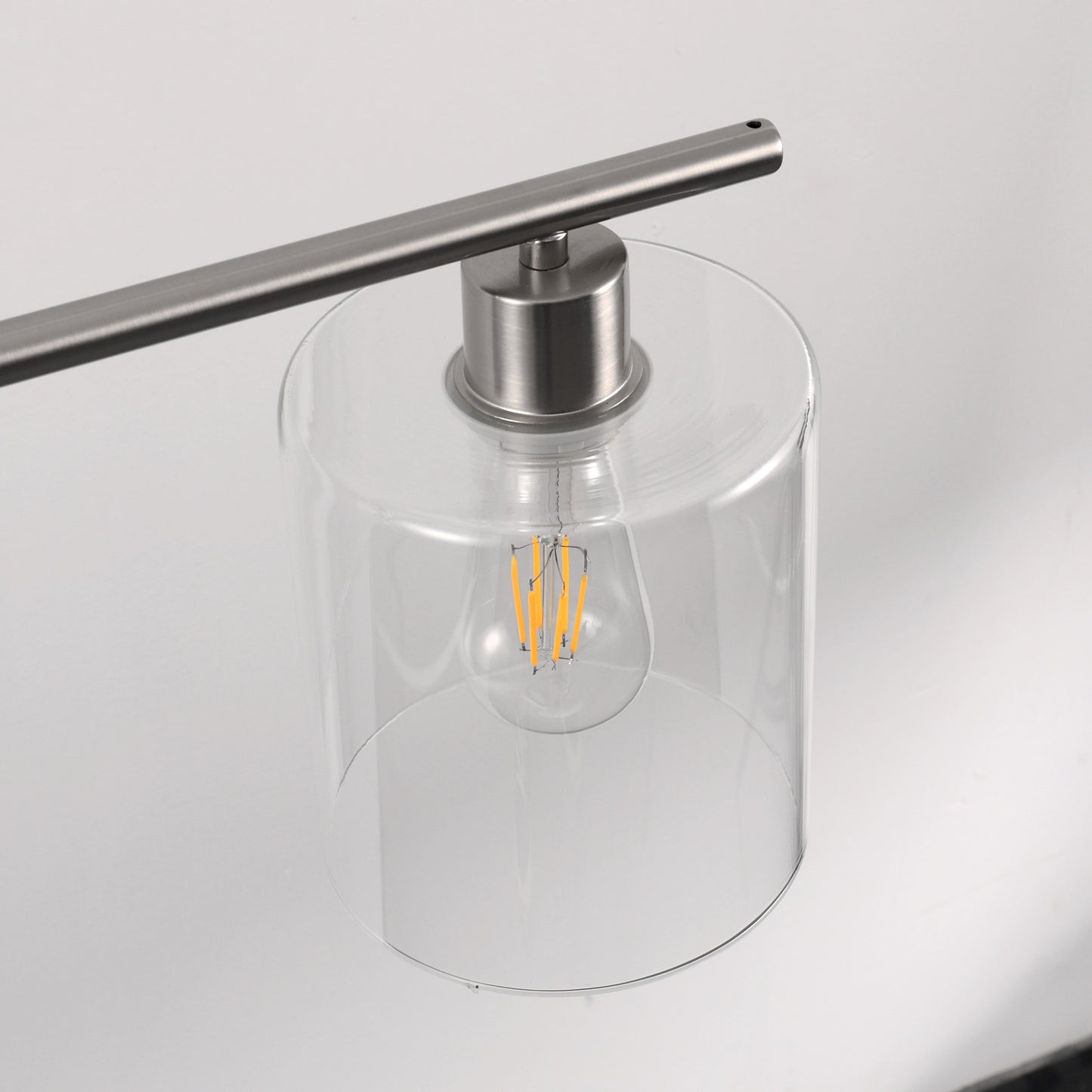4-Light Brushed Nickel Modern Island Pendant Light Fixtures, Linear Chandelier Hanging Light with Clear Glass Shade