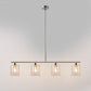 4-Light Brushed Nickel Modern Island Pendant Light Fixtures, Linear Chandelier Hanging Light with Clear Glass Shade