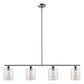 4-Light Brushed Nickel Modern Island Pendant Light Fixtures, Linear Chandelier Hanging Light with Clear Glass Shade