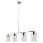 4-Light Brushed Nickel Modern Island Pendant Light Fixtures, Linear Chandelier Hanging Light with Clear Glass Shade