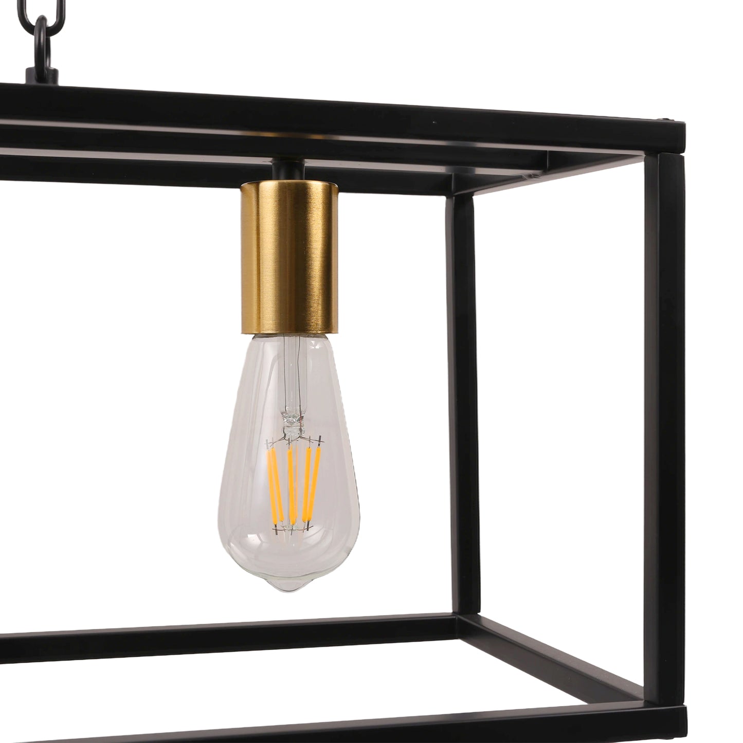 3 - Light Dimmable Kitchen Island Linear Chandelier Square Linear Pendant Light for Dining Room Industrial Style