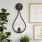 7.87 in. 1-Light Black Modern Globe Wall Sconce with Seeded Glass Shade for Living Room