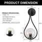 7.87 in. 1-Light Black Modern Globe Wall Sconce with Seeded Glass Shade for Living Room
