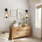 7.87 in. 1-Light Black Modern Globe Wall Sconce with Seeded Glass Shade for Living Room