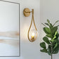 7.87 in. 1-Light Gold Wall Sconce Mid-Century Water Drop Design with Global Seeded Glass Shade for Bedroom Bedsides