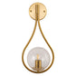 7.87 in. 1-Light Gold Wall Sconce Mid-Century Water Drop Design with Global Seeded Glass Shade for Bedroom Bedsides