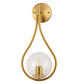 7.87 in. 1-Light Gold Wall Sconce Mid-Century Water Drop Design with Global Seeded Glass Shade for Bedroom Bedsides