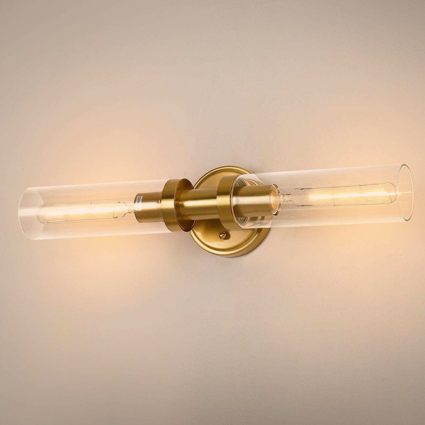 18 in. 2-Light Gold Bathroom Sconces with Clear Glass, Bathroom Vanity Light Fixtures, Modern Wall Lights for Mirror