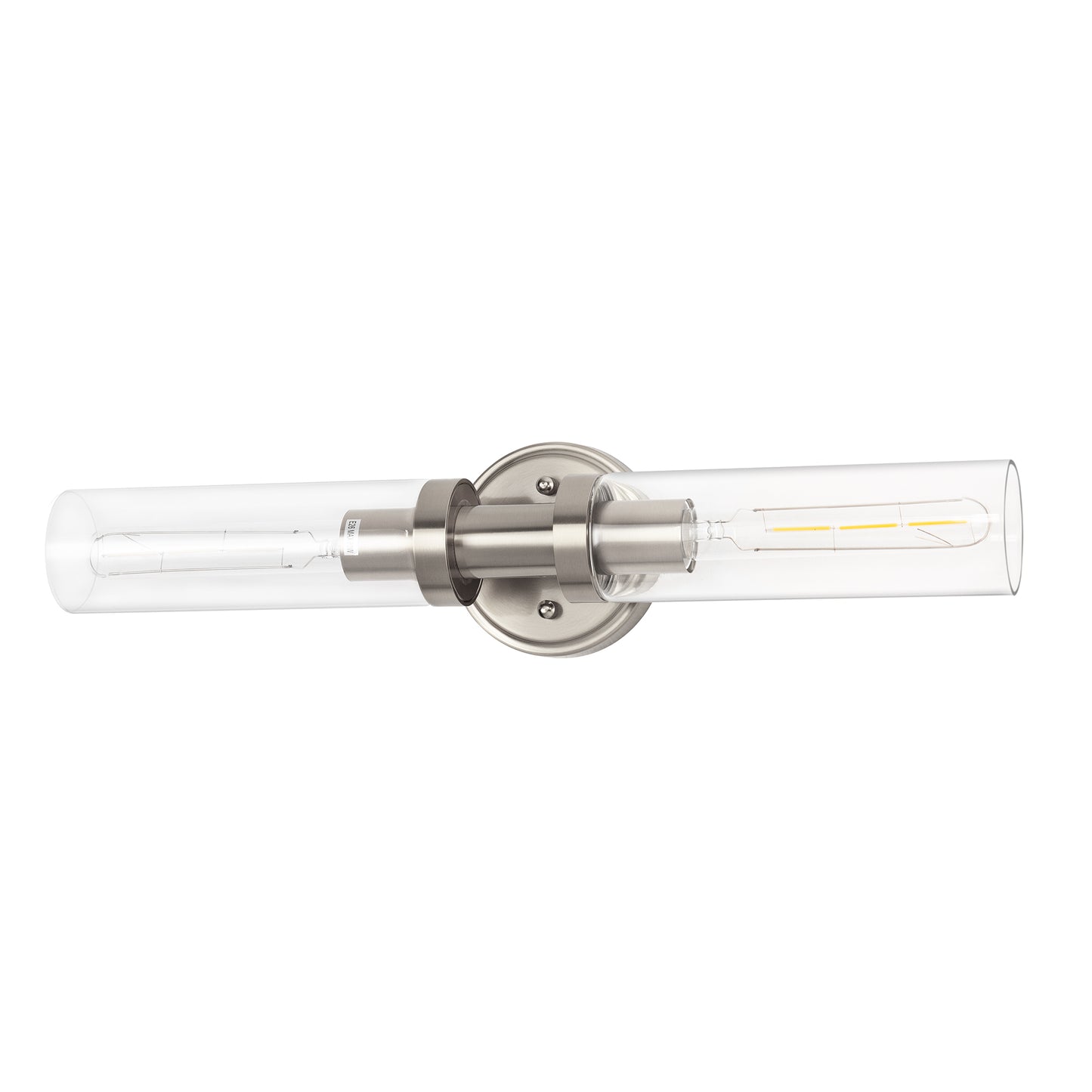 18 in. 2-Light Brushed Nickel Bathroom Sconces with Clear Glass, Bathroom Vanity Light Fixtures, Modern Wall Lights