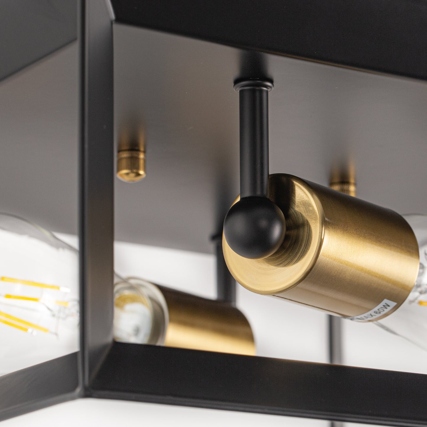 11.41 in. 2-Light Black and Gold Farmhouse Caged Square Flush Mount Industrial Vintage Ceiling Lighting