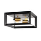 11.41 in. 2-Light Black and Gold Farmhouse Caged Square Flush Mount Industrial Vintage Ceiling Lighting