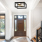 11.41 in. 2-Light Black and Gold Farmhouse Caged Square Flush Mount Industrial Vintage Ceiling Lighting
