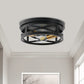 10.6 in. 2-Light Black Flush Mount Ceiling Light with Copper Accents,for Foyer Corridor No Bulbs Included (2-Pack)