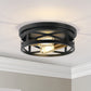 10.6 in. 2-Light Black Flush Mount Ceiling Light with Copper Accents,for Foyer Corridor No Bulbs Included (2-Pack)