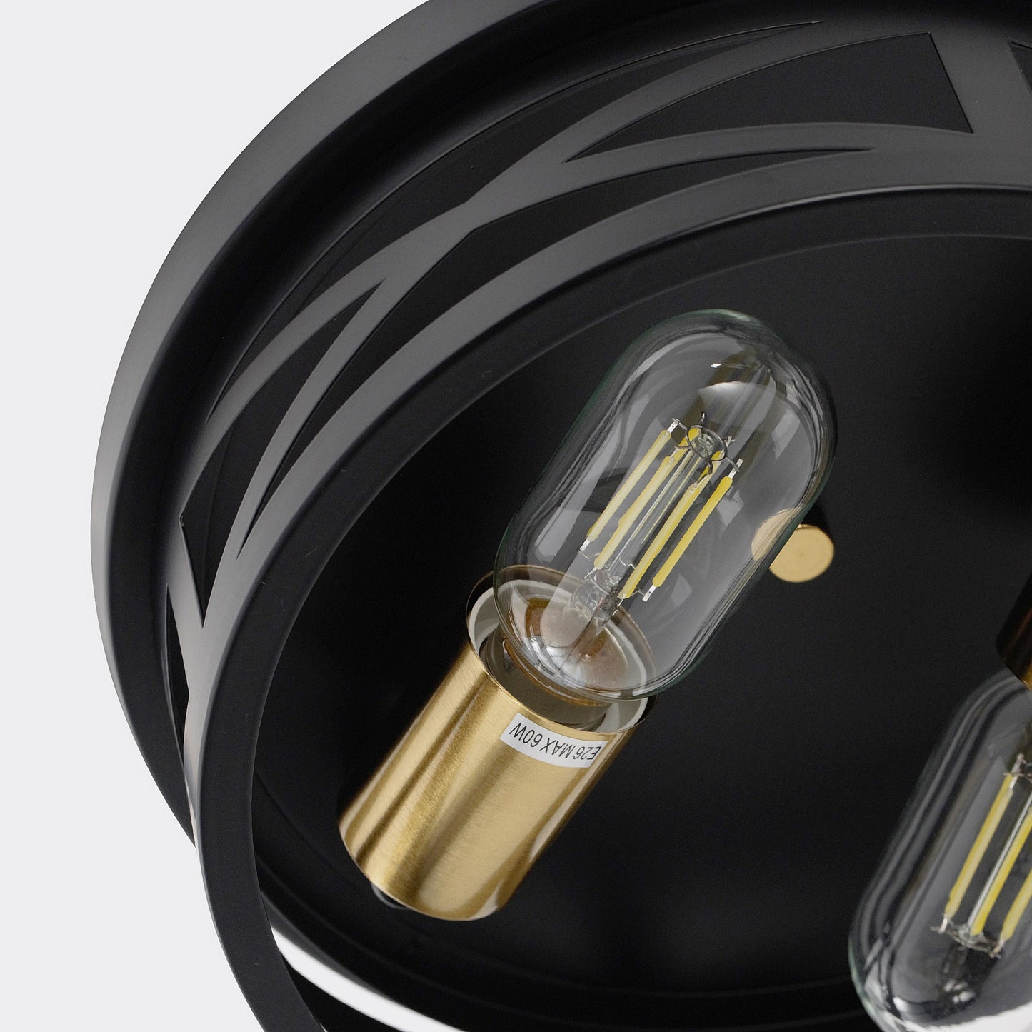 10.6 in. 2-Light Black Flush Mount Ceiling Light with Copper Accents,for Foyer Corridor No Bulbs Included (2-Pack)