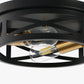 10.6 in. 2-Light Black Flush Mount Ceiling Light with Copper Accents,for Foyer Corridor No Bulbs Included (2-Pack)