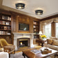 10.6 in. 2-Light Black Flush Mount Ceiling Light with Copper Accents,for Foyer Corridor No Bulbs Included (2-Pack)