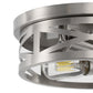 11 in. 2-Light Nickel Farmhouse Flush Mount with Drum Metal Cage Shade for Entryway Bedroom
