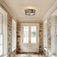 11 in. 2-Light Nickel Farmhouse Flush Mount with Drum Metal Cage Shade for Entryway Bedroom