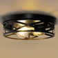 12.6 in. 3-Light Farmhouse Matte Black Flush Mount Ceiling Light with No Bulbs Included