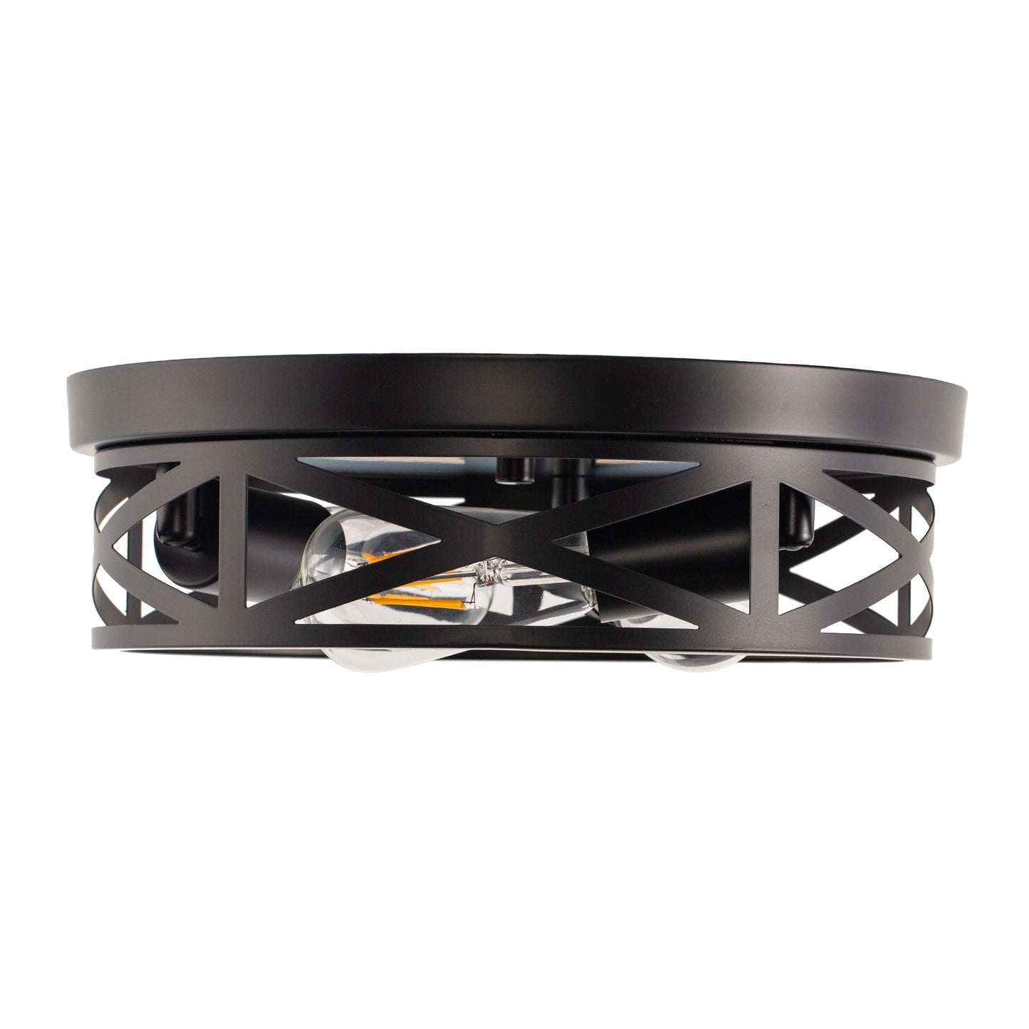 12.6 in. 3-Light Farmhouse Matte Black Flush Mount Ceiling Light with No Bulbs Included