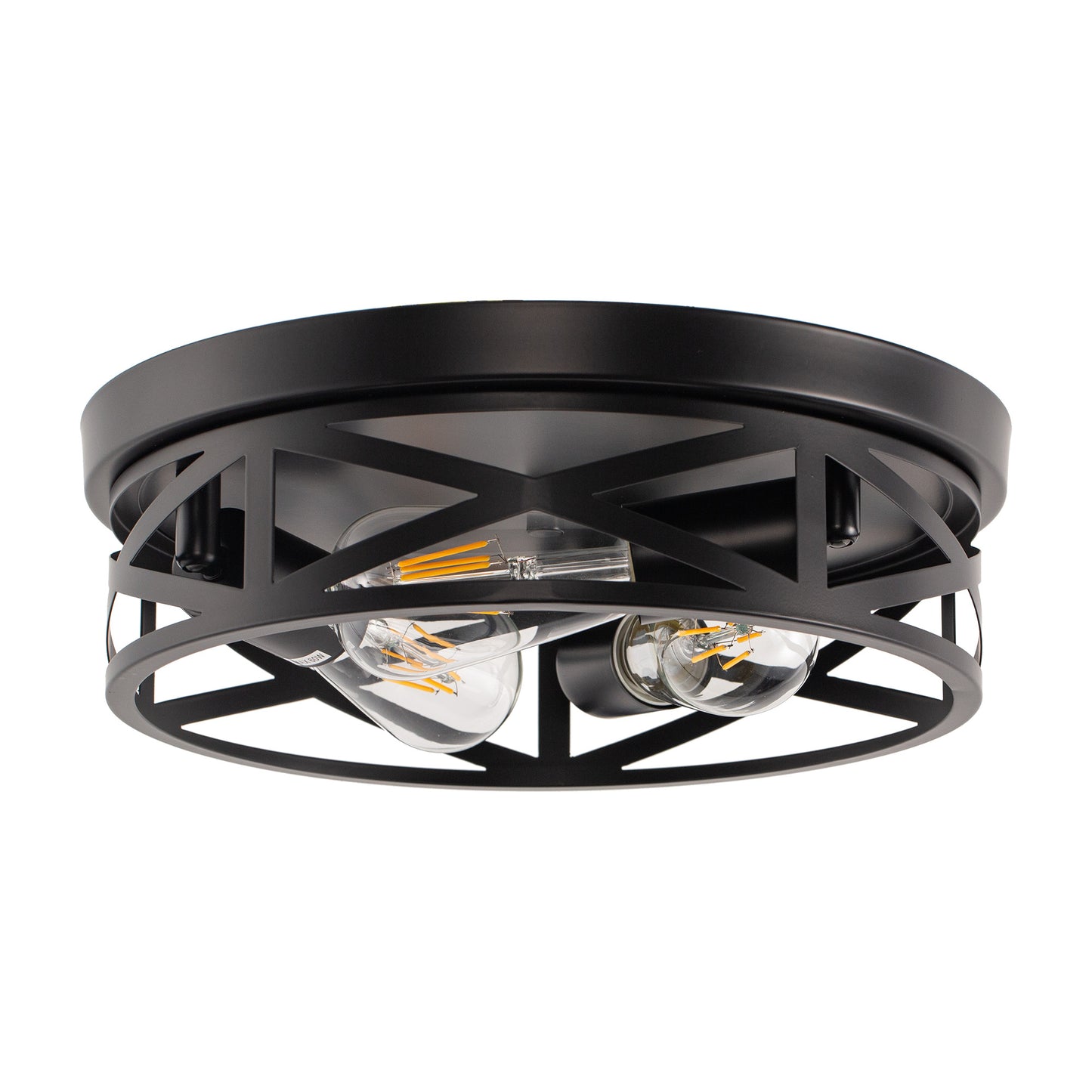 12.6 in. 3-Light Farmhouse Matte Black Flush Mount Ceiling Light with No Bulbs Included