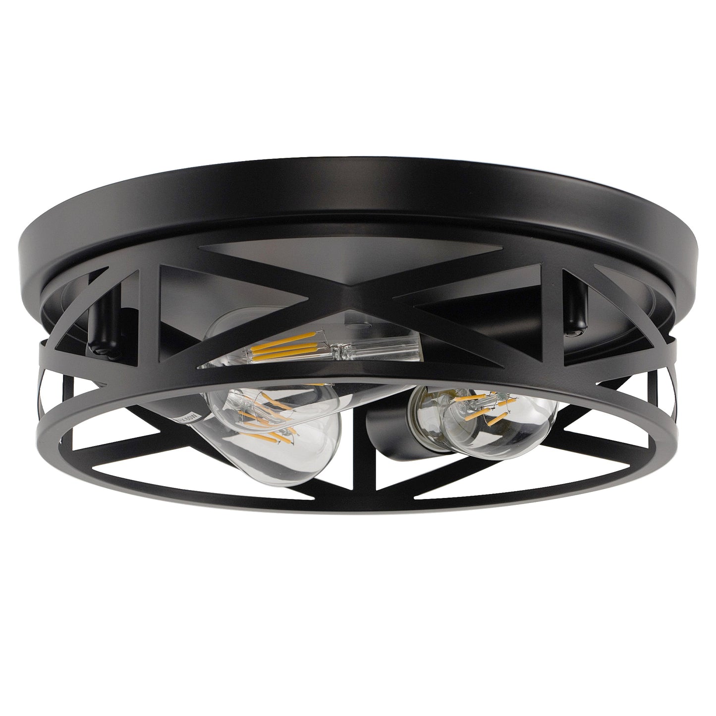 12.6 in. 3-Light Farmhouse Matte Black Flush Mount Ceiling Light with No Bulbs Included