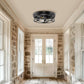 12.6 in. 3-Light Farmhouse Matte Black Flush Mount Ceiling Light with No Bulbs Included
